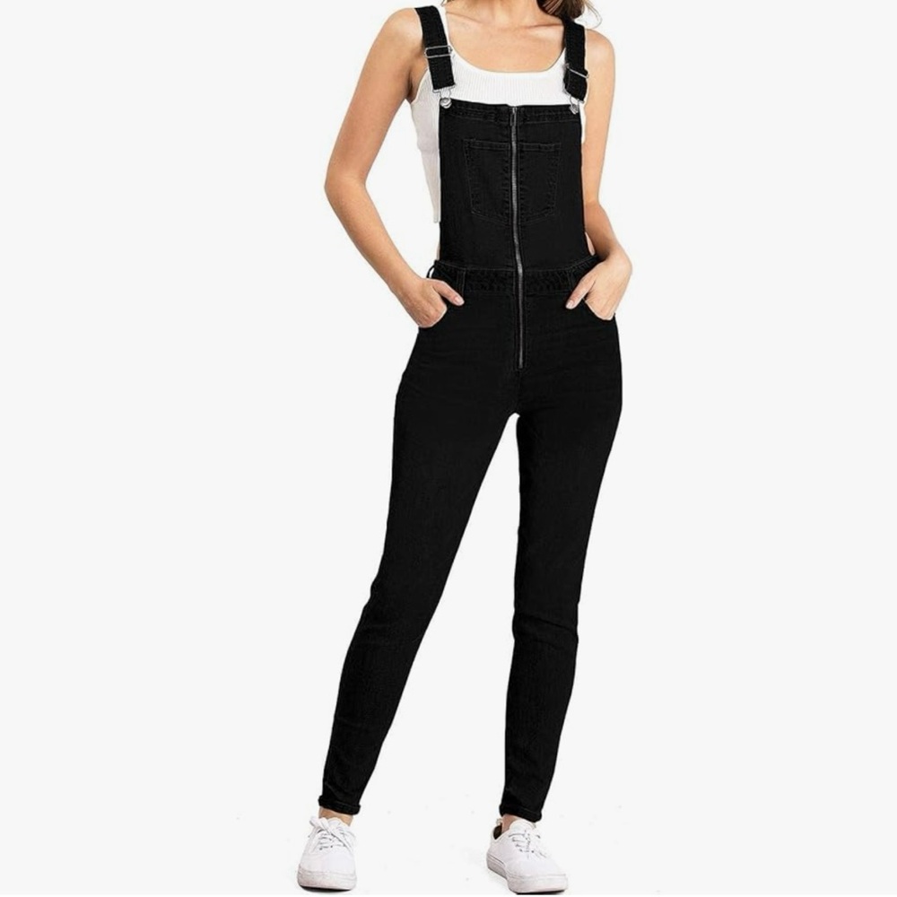 NWT Celebrity Pink Black Skinny Overalls